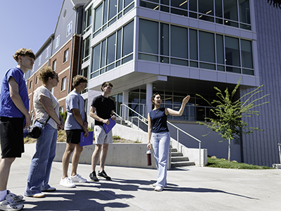 Students touring campus
